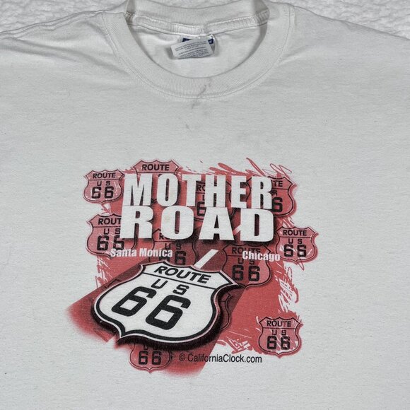 Vintage Route 66 Mother Road CaliforniaClock.com White T-Shirt Size XL - Picture 4 of 5